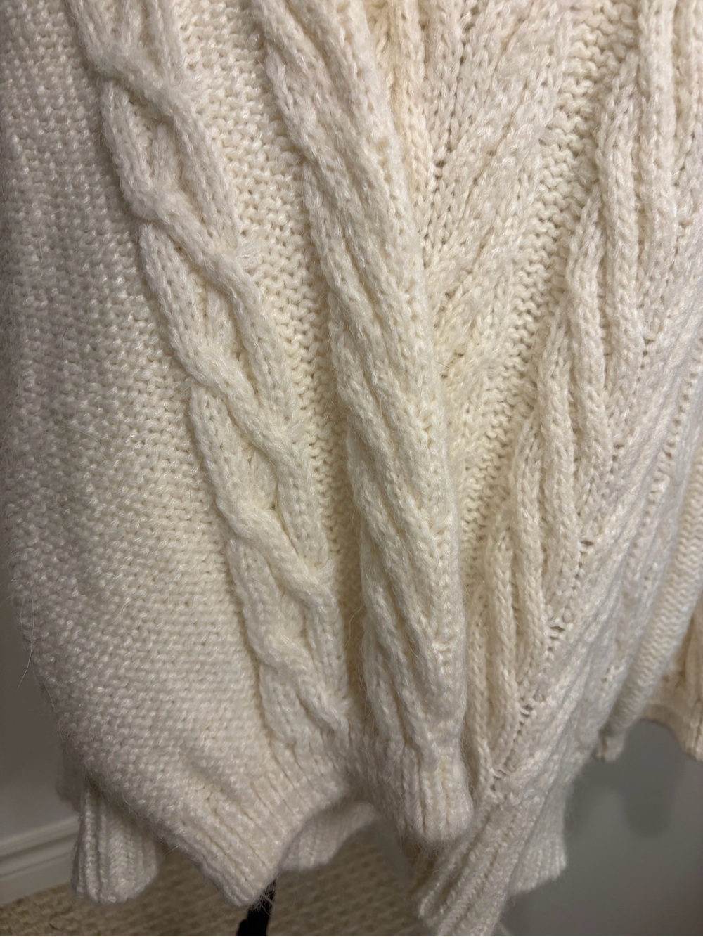 AGGÉL Gold Edition Cable Knit Sweater Dress Cream Oversized Wool  Mohair SIZE XL - Picture 6 of 13